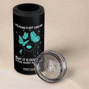 Sexual Assault Awareness 4 in 1 Can Cooler Tumbler Healing Is Not Linear But It Is Possible TS14 Print Your Wear