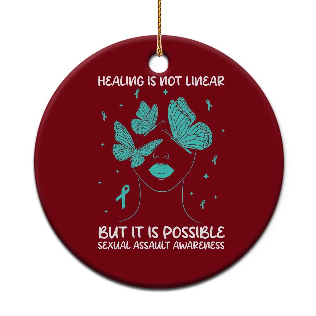 Sexual Assault Awareness Ceramic Ornament Healing Is Not Linear But It Is Possible TS14 1pc Red Print Your Wear