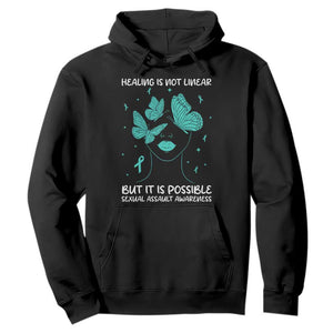 Sexual Assault Awareness Hoodie Healing Is Not Linear But It Is Possible TS14 Black Print Your Wear