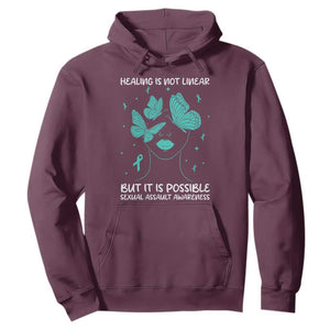Sexual Assault Awareness Hoodie Healing Is Not Linear But It Is Possible TS14 Maroon Print Your Wear
