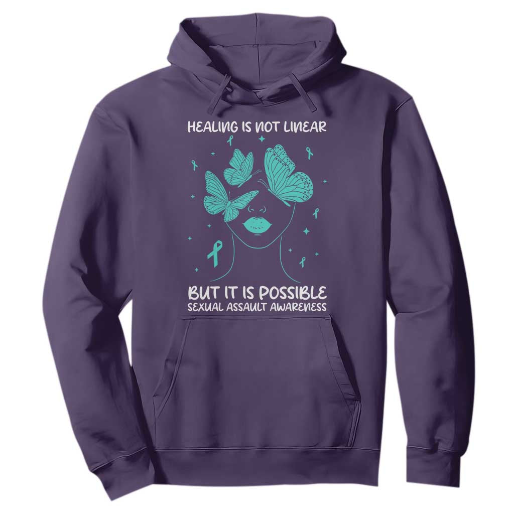 Sexual Assault Awareness Hoodie Healing Is Not Linear But It Is Possible TS14 Purple Print Your Wear