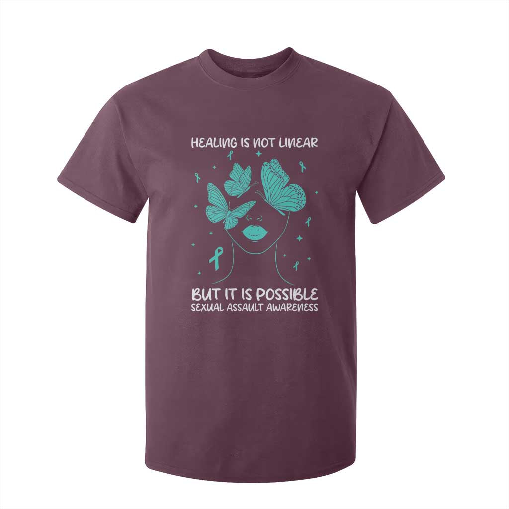 Sexual Assault Awareness T Shirt For Kid Healing Is Not Linear But It Is Possible TS14 Maroon Print Your Wear
