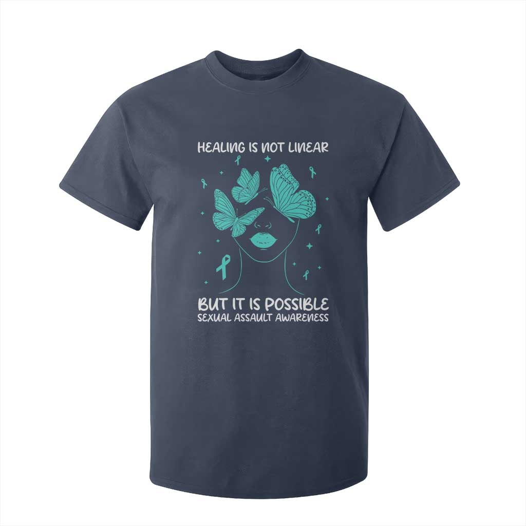 Sexual Assault Awareness T Shirt For Kid Healing Is Not Linear But It Is Possible TS14 Navy Print Your Wear