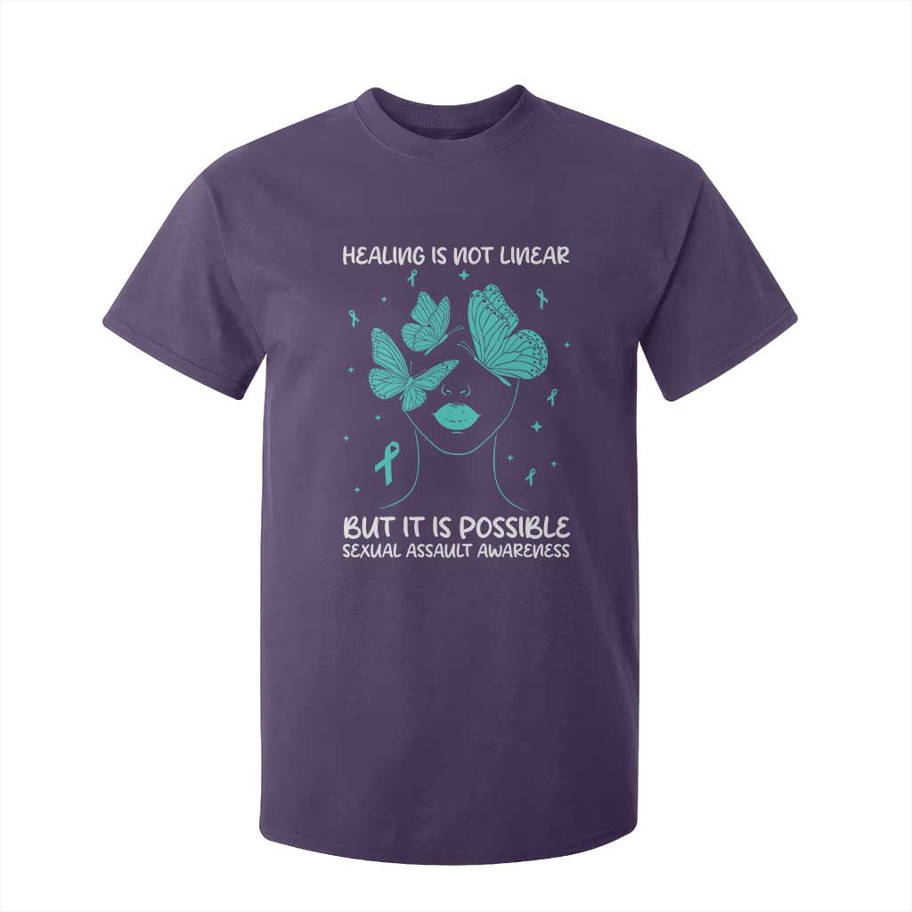 Sexual Assault Awareness T Shirt For Kid Healing Is Not Linear But It Is Possible TS14 Purple Print Your Wear