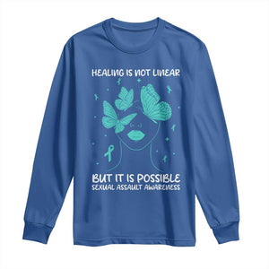 Sexual Assault Awareness Long Sleeve Shirt Healing Is Not Linear But It Is Possible TS14 Royal Blue Print Your Wear