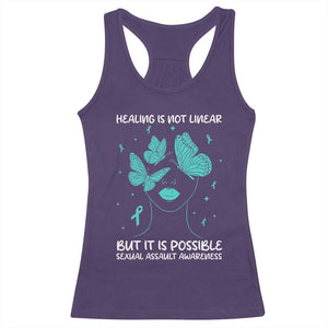 Sexual Assault Awareness Racerback Tank Top Healing Is Not Linear But It Is Possible TS14 Purple Print Your Wear