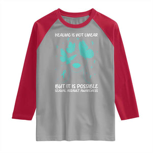 Sexual Assault Awareness Raglan Shirt Healing Is Not Linear But It Is Possible TS14 Sport Gray Red Print Your Wear