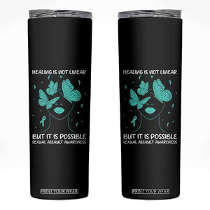 Sexual Assault Awareness Skinny Tumbler Healing Is Not Linear But It Is Possible TS14 Black Print Your Wear