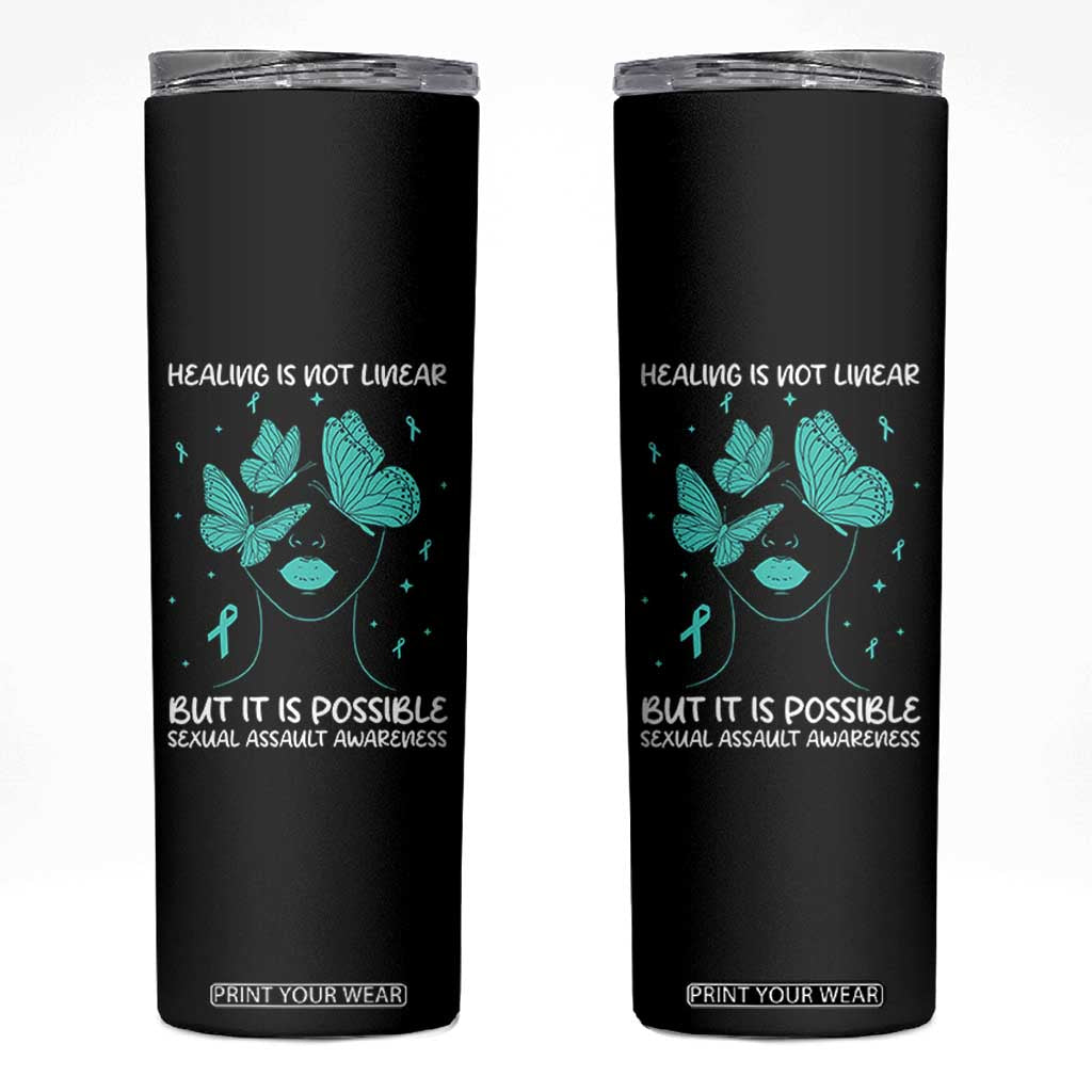 Sexual Assault Awareness Skinny Tumbler Healing Is Not Linear But It Is Possible TS14 Black Print Your Wear