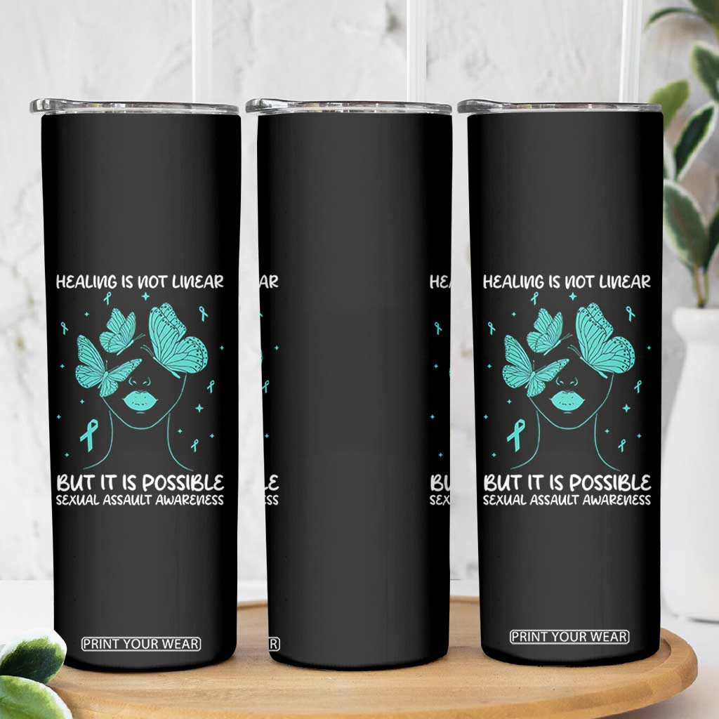 Sexual Assault Awareness Skinny Tumbler Healing Is Not Linear But It Is Possible TS14 Print Your Wear
