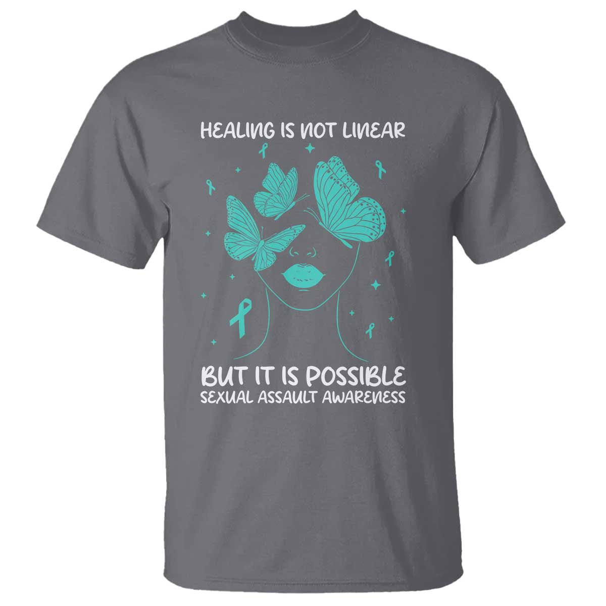 Sexual Assault Awareness T Shirt Healing Is Not Linear But It Is Possible TS14 Charcoal Print Your Wear