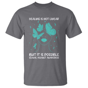 Sexual Assault Awareness T Shirt Healing Is Not Linear But It Is Possible TS14 Charcoal Print Your Wear