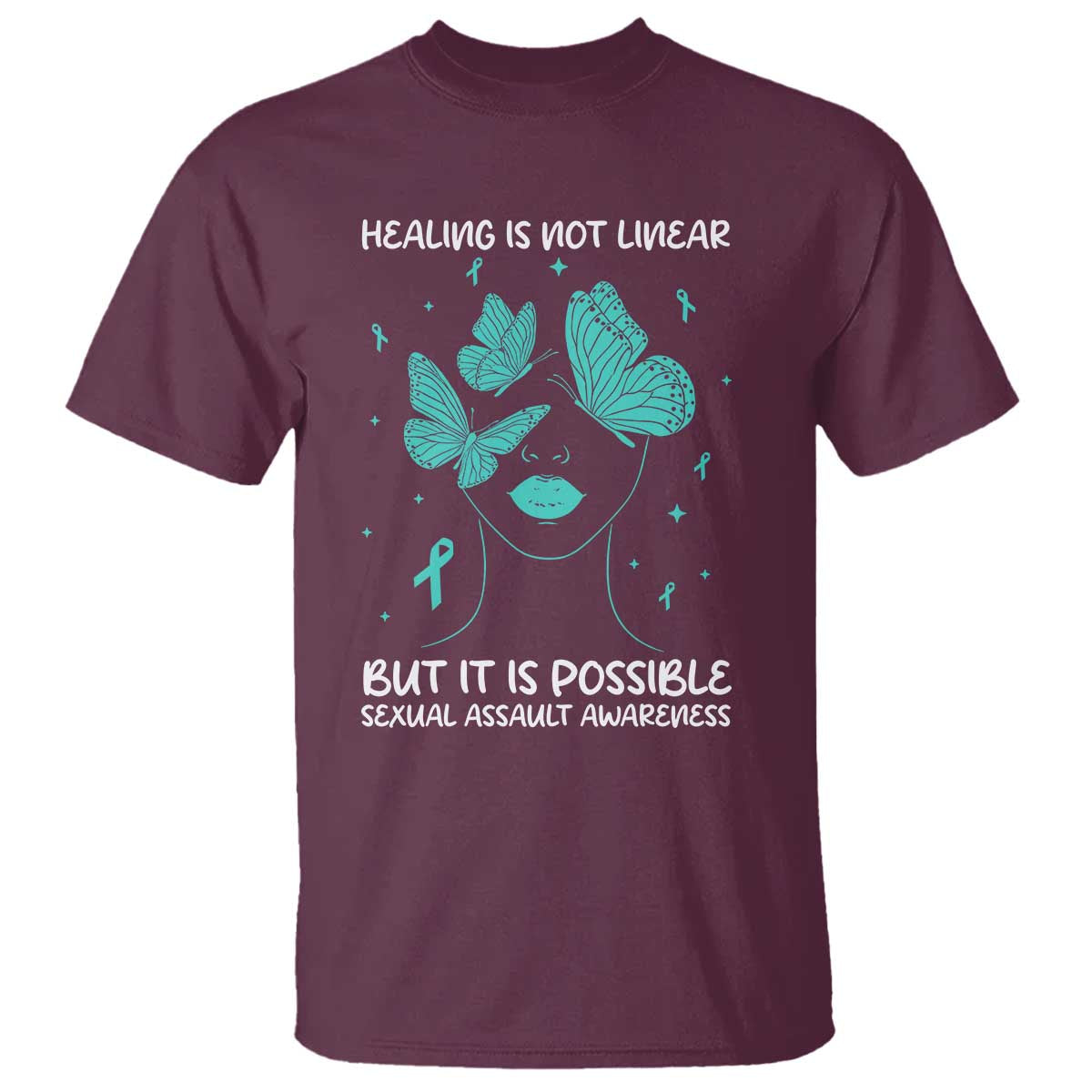 Sexual Assault Awareness T Shirt Healing Is Not Linear But It Is Possible TS14 Maroon Print Your Wear
