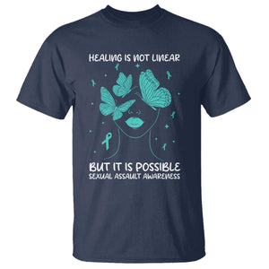 Sexual Assault Awareness T Shirt Healing Is Not Linear But It Is Possible TS14 Navy Print Your Wear