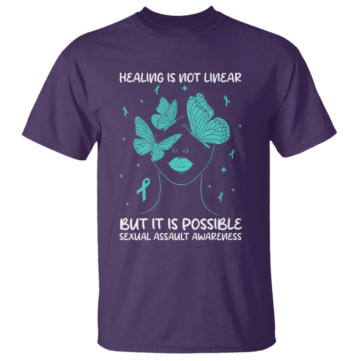 Sexual Assault Awareness T Shirt Healing Is Not Linear But It Is Possible TS14 Purple Print Your Wear