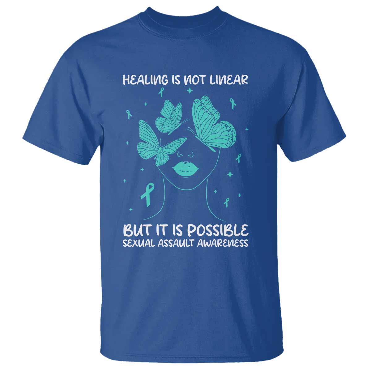 Sexual Assault Awareness T Shirt Healing Is Not Linear But It Is Possible TS14 Royal Blue Print Your Wear