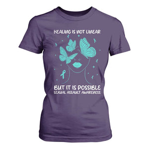 Sexual Assault Awareness T Shirt For Women Healing Is Not Linear But It Is Possible TS14 Purple Print Your Wear