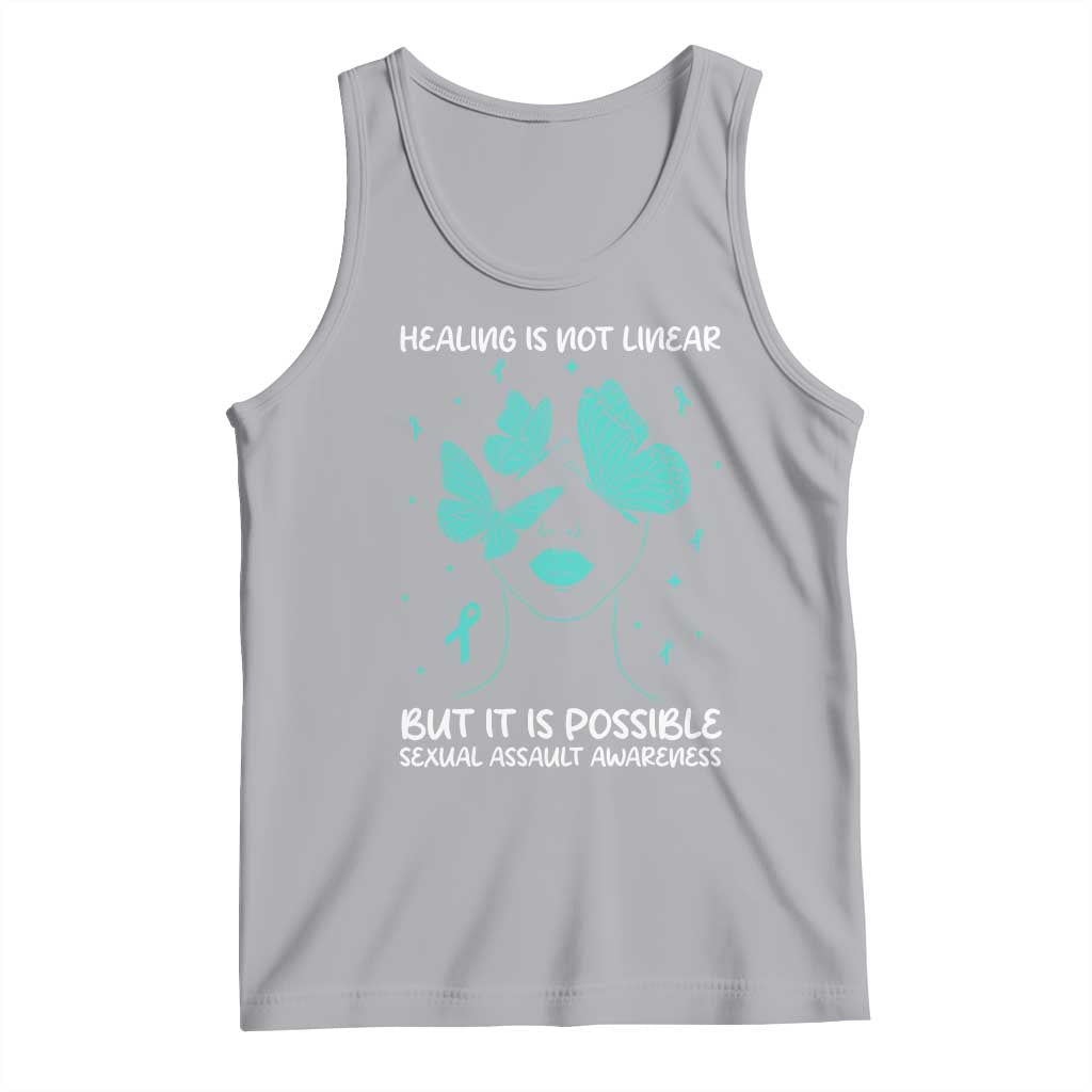 Sexual Assault Awareness Tank Top Healing Is Not Linear But It Is Possible TS14 Athletic Heather Print Your Wear