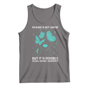 Sexual Assault Awareness Tank Top Healing Is Not Linear But It Is Possible TS14 Deep Heather Print Your Wear