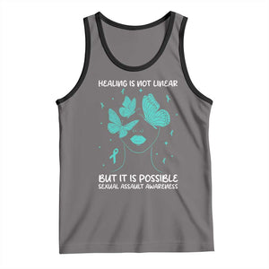 Sexual Assault Awareness Tank Top Healing Is Not Linear But It Is Possible TS14 Deep Heather Black Print Your Wear