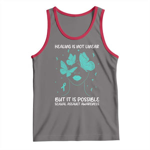 Sexual Assault Awareness Tank Top Healing Is Not Linear But It Is Possible TS14 Deep Heather Red Print Your Wear
