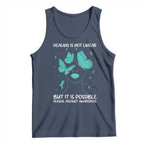 Sexual Assault Awareness Tank Top Healing Is Not Linear But It Is Possible TS14 Navy Print Your Wear
