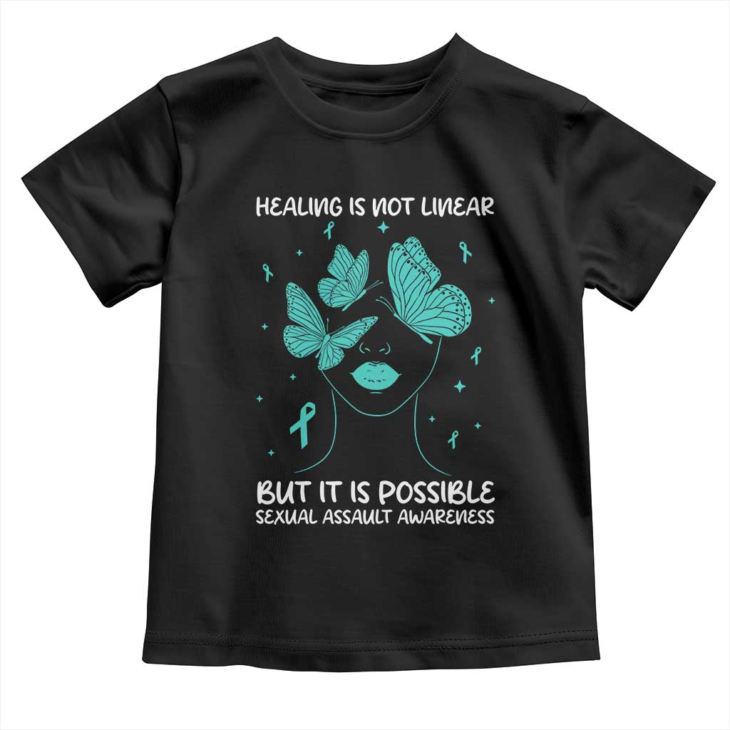 Sexual Assault Awareness Toddler T Shirt Healing Is Not Linear But It Is Possible TS14 Black Print Your Wear