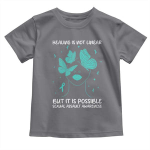 Sexual Assault Awareness Toddler T Shirt Healing Is Not Linear But It Is Possible TS14 Charcoal Print Your Wear