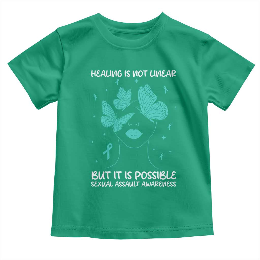 Sexual Assault Awareness Toddler T Shirt Healing Is Not Linear But It Is Possible TS14 Irish Green Print Your Wear