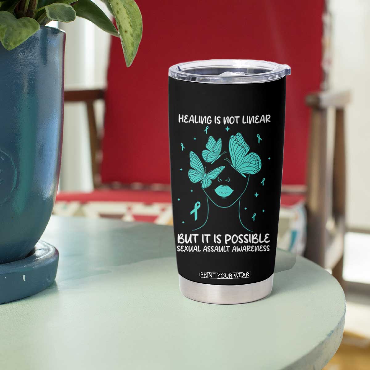 Sexual Assault Awareness Tumbler Cup Healing Is Not Linear But It Is Possible TS14 Print Your Wear