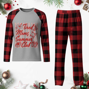 Tired Moms Summer Club Plaid Pajama Set Funny Mom Life Beach Vacation TS14 Buffalo Plaid Print Your Wear