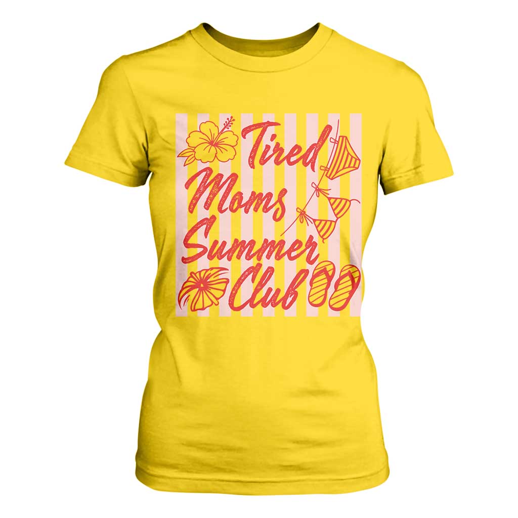 Tired Moms Summer Club T Shirt For Women Funny Mom Life Beach Vacation TS14 Daisy Print Your Wear