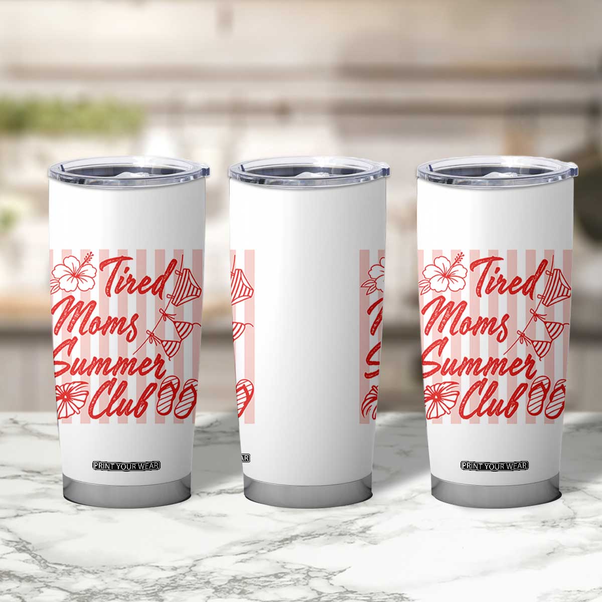 Tired Moms Summer Club Tumbler Cup Funny Mom Life Beach Vacation TS14 Print Your Wear