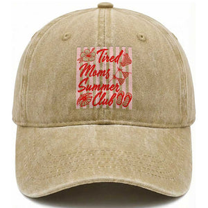 Tired Moms Summer Club Washed Cotton Baseball Cap Funny Mom Life Beach Vacation TS14 Print Your Wear