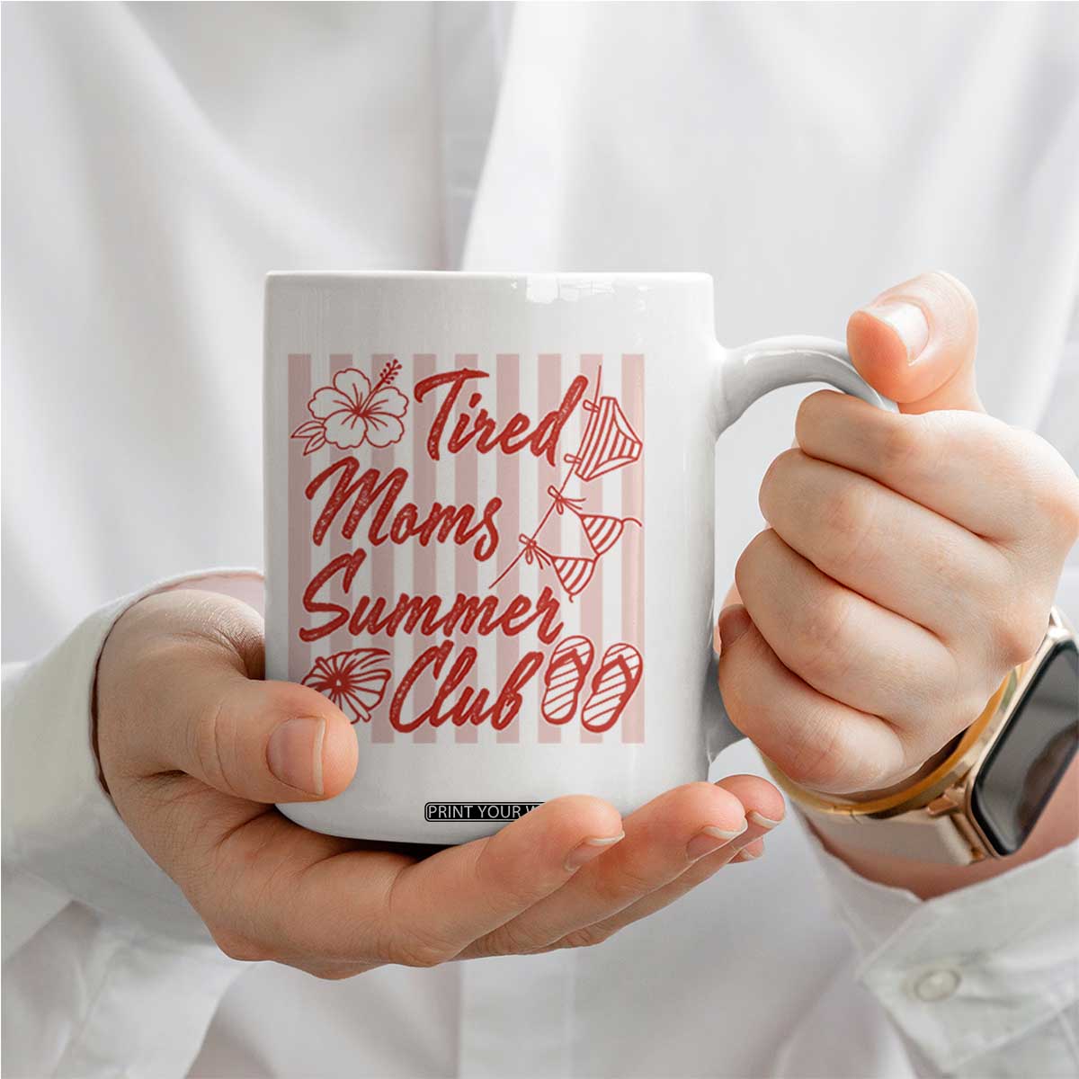Tired Moms Summer Club Coffee Mug Funny Mom Life Beach Vacation TS14 Print Your Wear