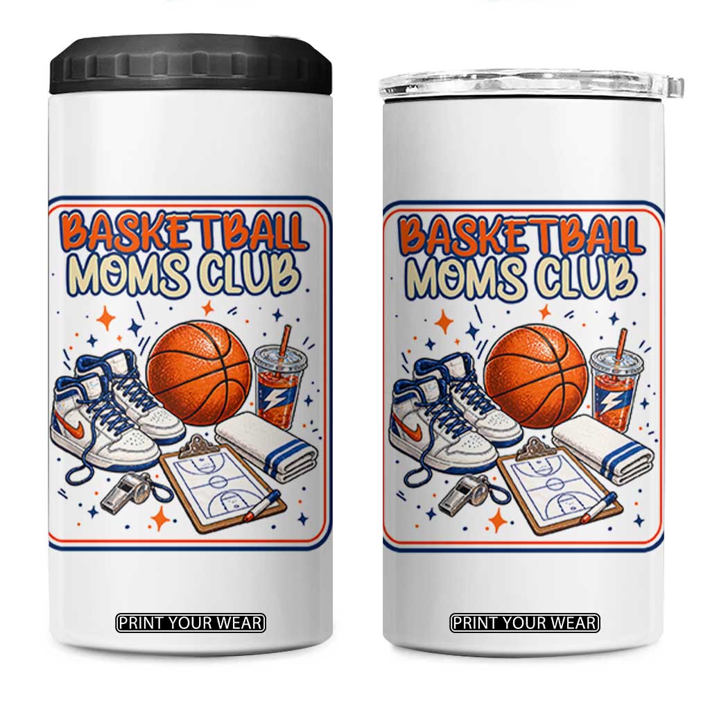 Basketball Moms Club 4 in 1 Can Cooler Tumbler Funny Mother’s Day Gift TS14 One Size: 16 oz White Print Your Wear