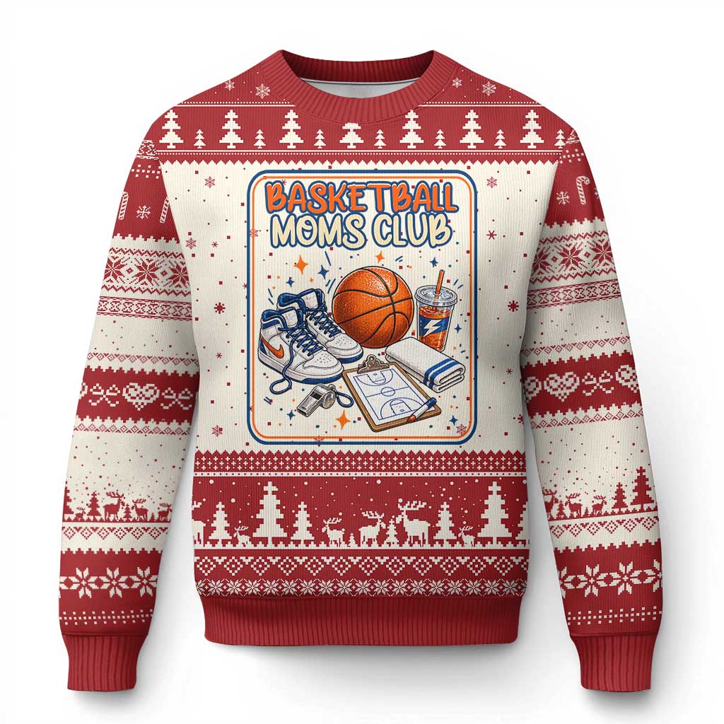 Basketball Moms Club Ugly Christmas Sweater Funny Mother’s Day Gift TS14 Beige Red Print Your Wear