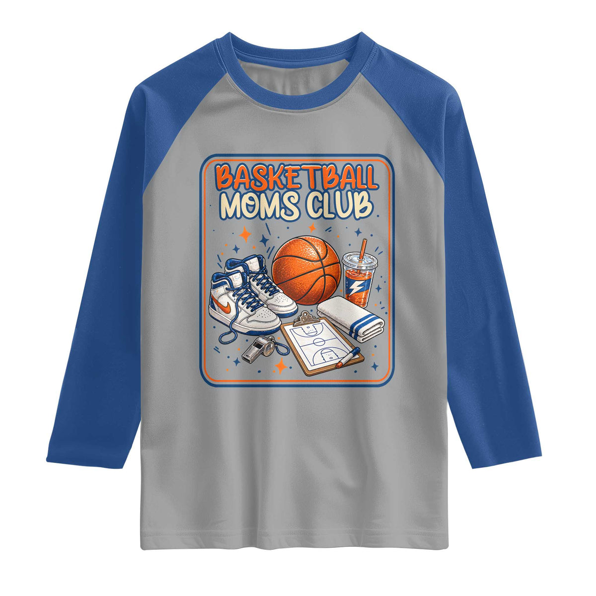 Basketball Moms Club Raglan Shirt Funny Mother’s Day Gift TS14 Sport Gray Royal Print Your Wear