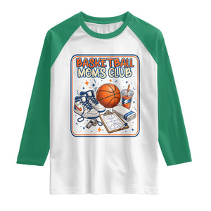 Basketball Moms Club Raglan Shirt Funny Mother’s Day Gift TS14 White Kelly Green Print Your Wear