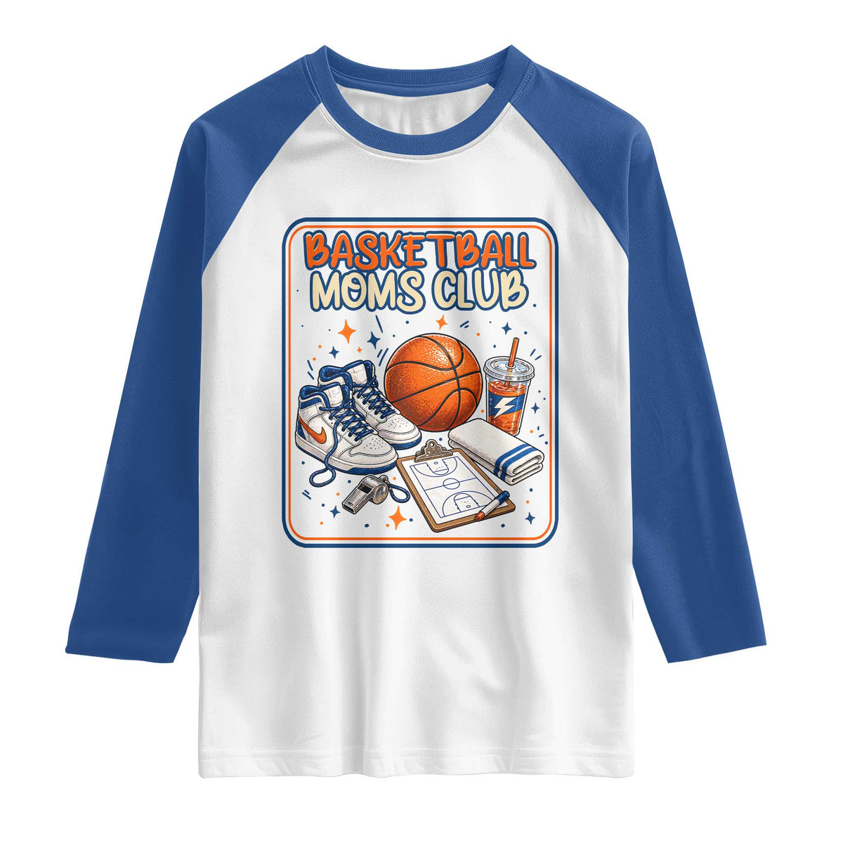 Basketball Moms Club Raglan Shirt Funny Mother’s Day Gift TS14 White Royal Print Your Wear