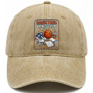 Basketball Moms Club Washed Cotton Baseball Cap Funny Mother’s Day Gift TS14 Print Your Wear