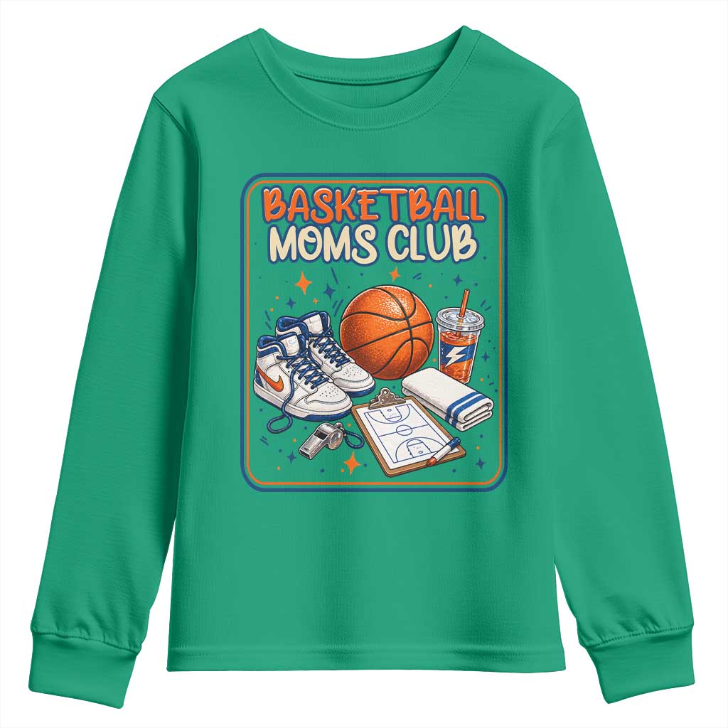 Basketball Moms Club Youth Sweatshirt Funny Mother’s Day Gift TS14 Irish Green Print Your Wear