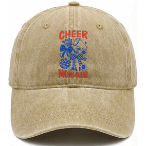 Cheer Moms Club Washed Cotton Baseball Cap Funny Cheerleading Mom Mother’s Day Gift TS14 Print Your Wear