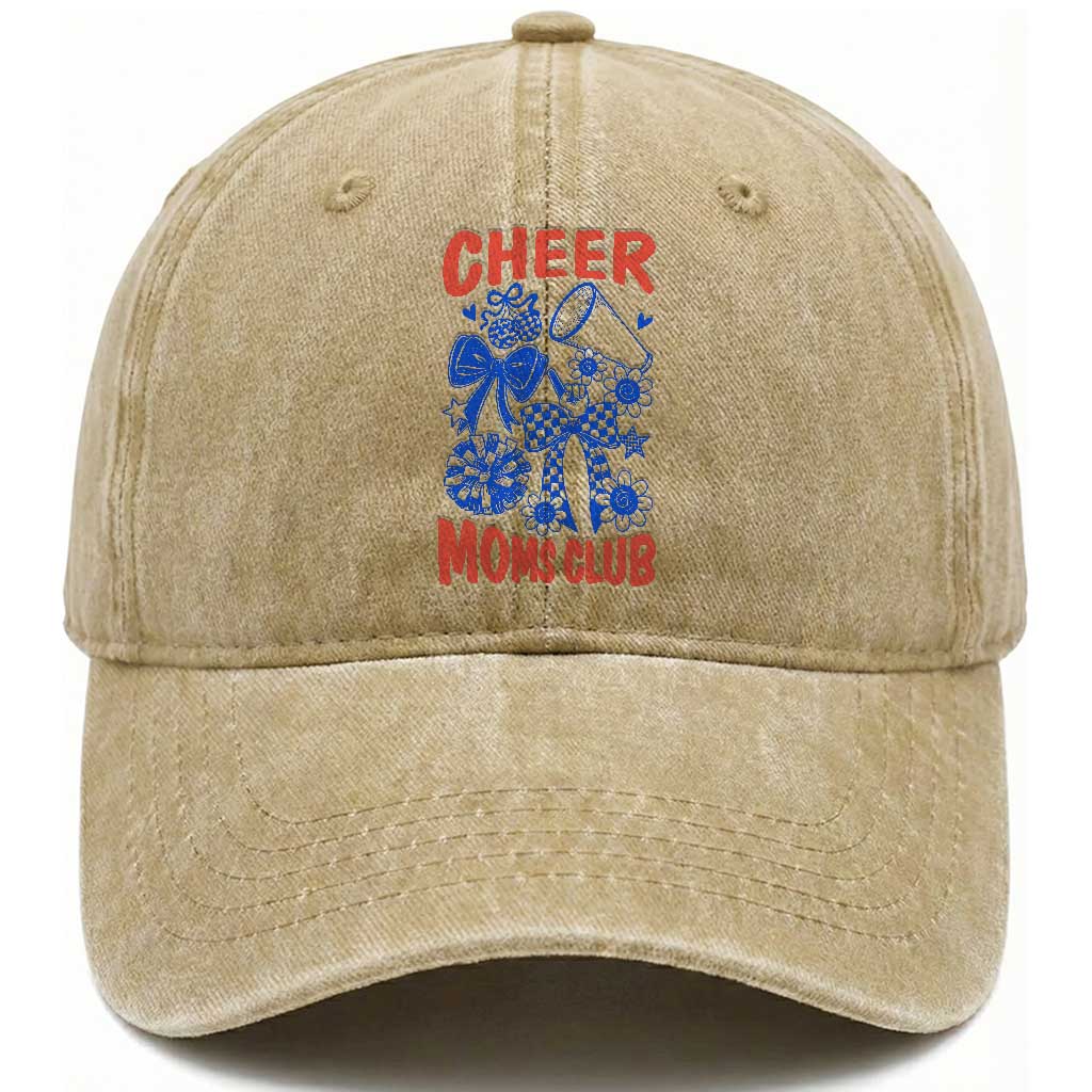 Cheer Moms Club Washed Cotton Baseball Cap Funny Cheerleading Mom Mother’s Day Gift TS14 Print Your Wear