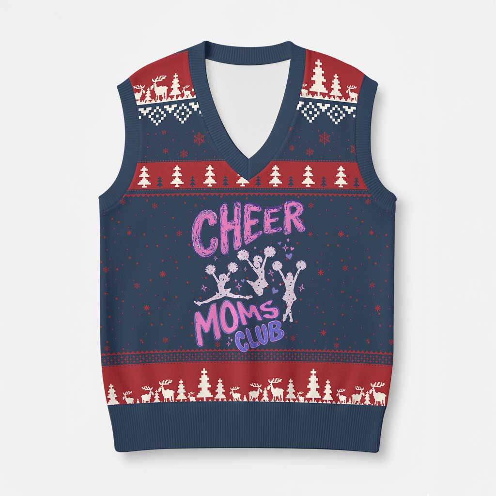 Cheer Moms Club V-Neck Knit Sweater Vest Cheerleader Mom Mother’s Day Gift TS14 Navy Red Print Your Wear