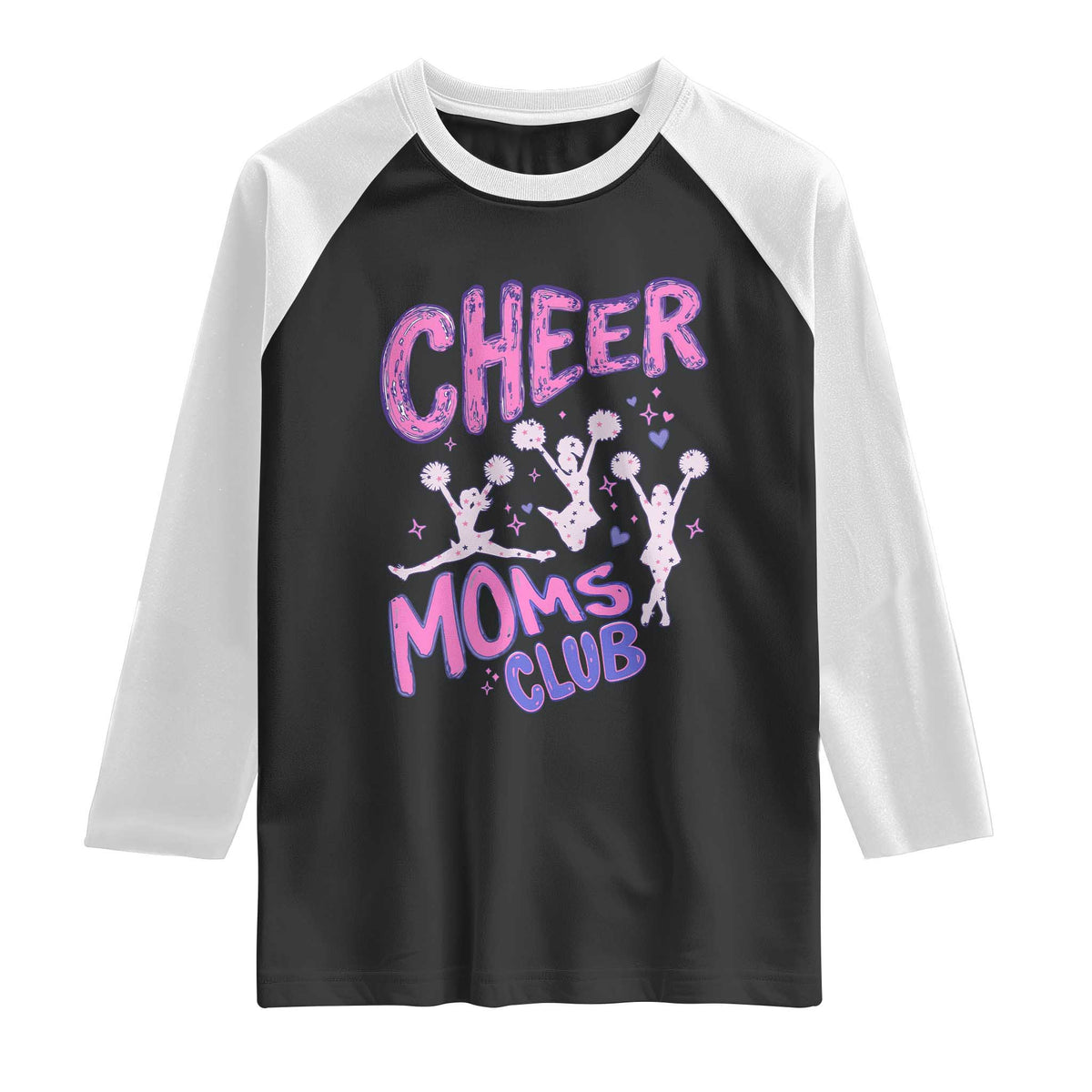 Cheer Moms Club Raglan Shirt Cheerleader Mom Mother’s Day Gift TS14 Black White Print Your Wear