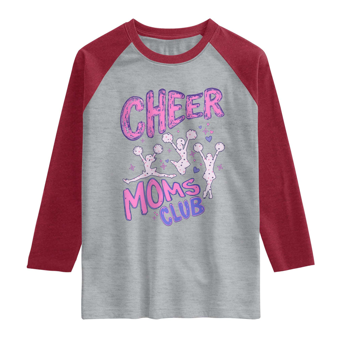 Cheer Moms Club Raglan Shirt Cheerleader Mom Mother’s Day Gift TS14 Heather Gray Heather Red Print Your Wear