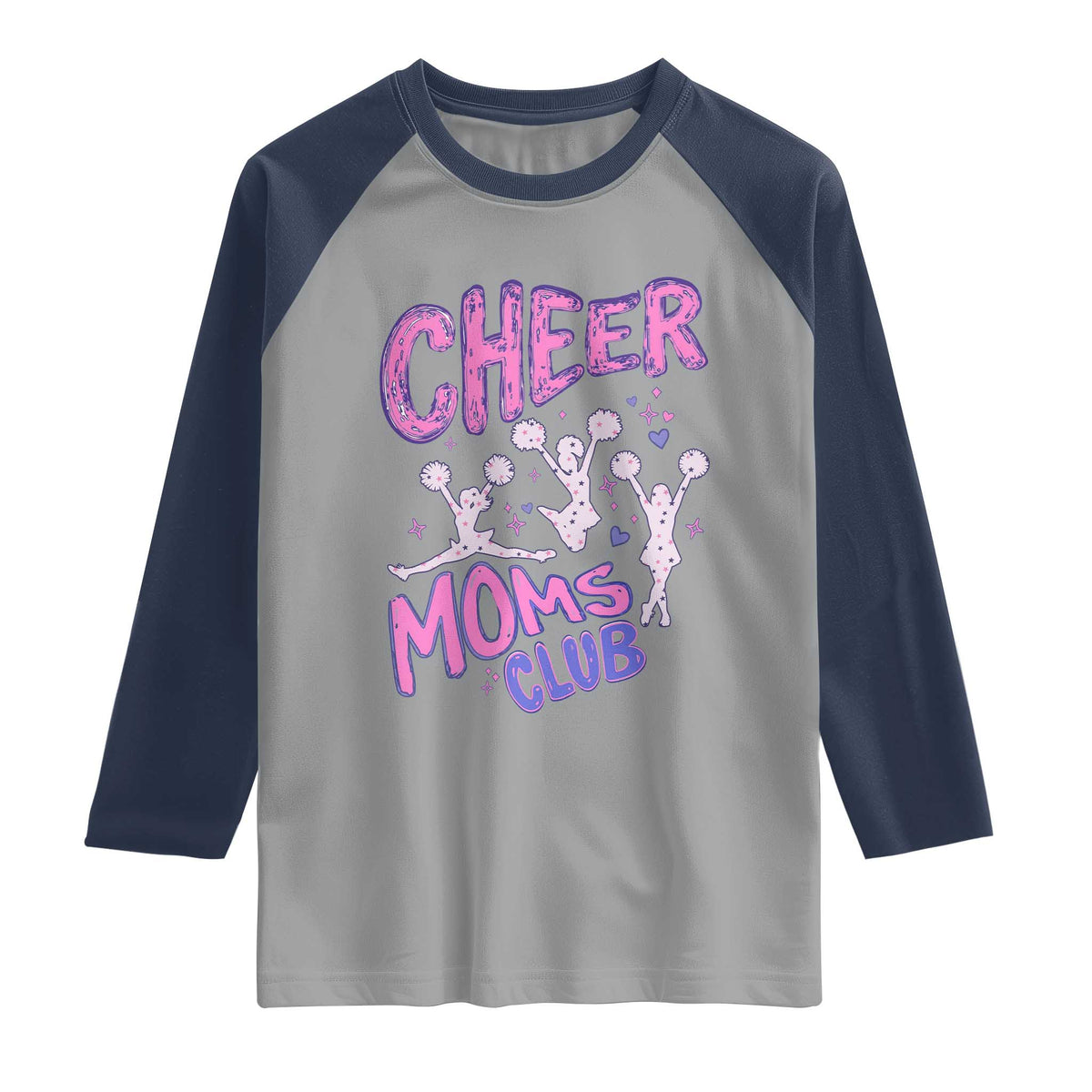 Cheer Moms Club Raglan Shirt Cheerleader Mom Mother’s Day Gift TS14 Sport Gray Navy Print Your Wear