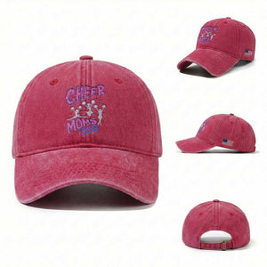 Cheer Moms Club Washed Cotton Baseball Cap Cheerleader Mom Mother’s Day Gift TS14 Washed Cap Universal Fit Red Print Your Wear