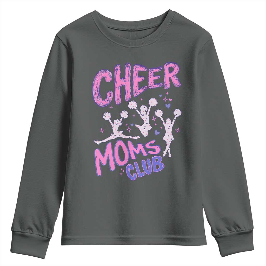 Cheer Moms Club Youth Sweatshirt Cheerleader Mom Mother’s Day Gift TS14 Dark Heather Print Your Wear